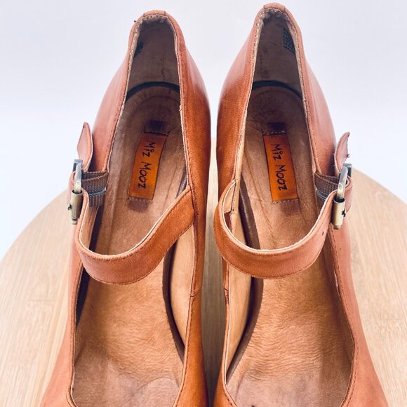 Miz Mooz Heels Womens 10 Brown Leather Mary Jane Platforms Cottage - Picture 4 of 11